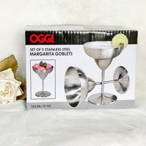New with tags Set of 2 STAINLESS STEEL MARGARITA GOBLETS.keep your drink cold